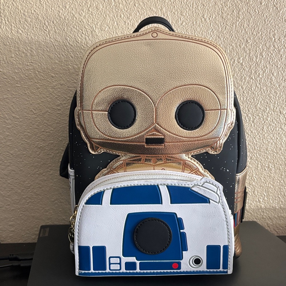 Loungefly C-3PO And R2D2 Gold and Blue Droid Backpack